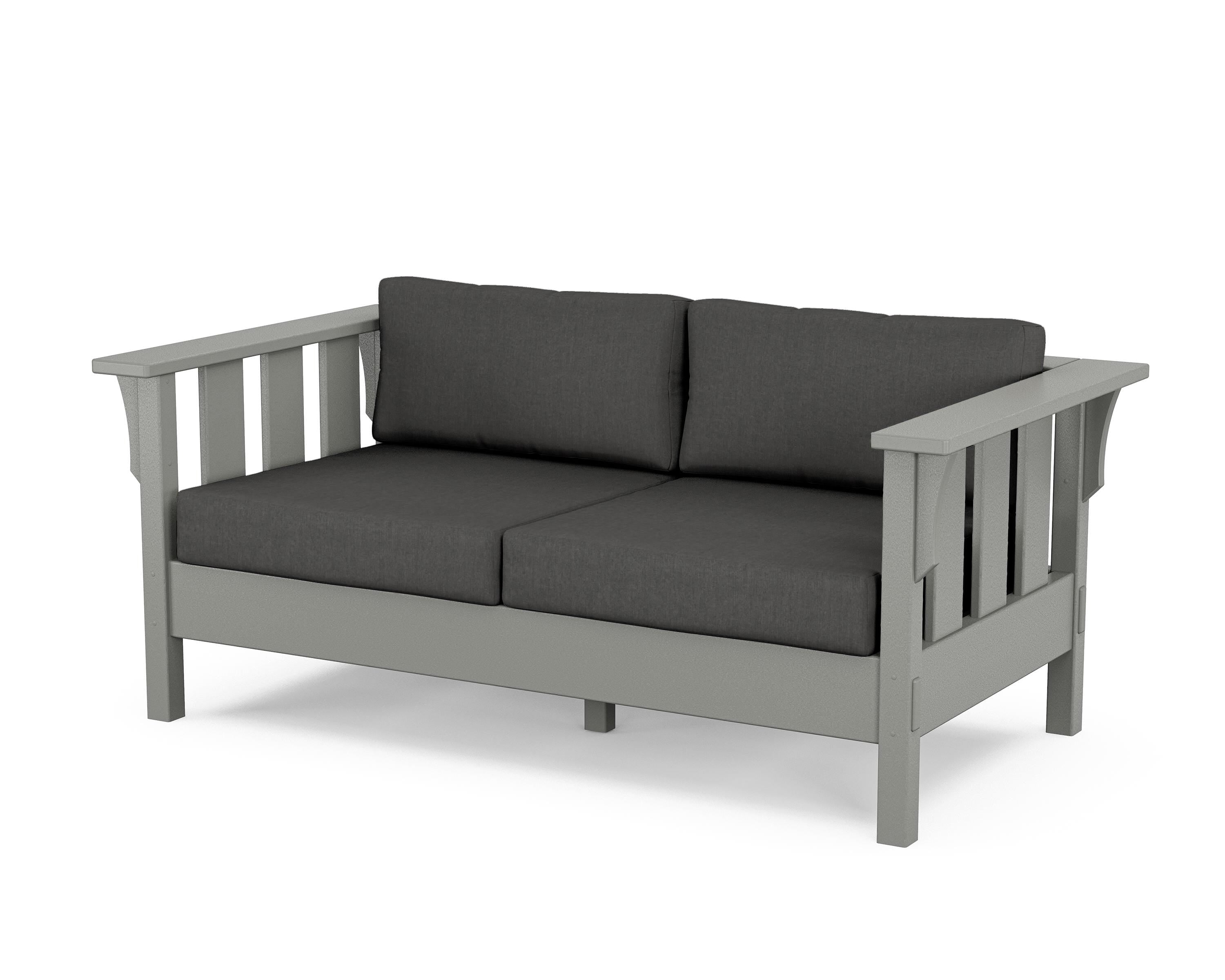 Martha Stewart by POLYWOOD® Acadia Deep Seating Loveseat in Slate Grey / Spectrum Carbon