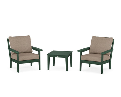 Country Living Cottage 3-Piece Deep Seating Set in Green / Spiced Burlap