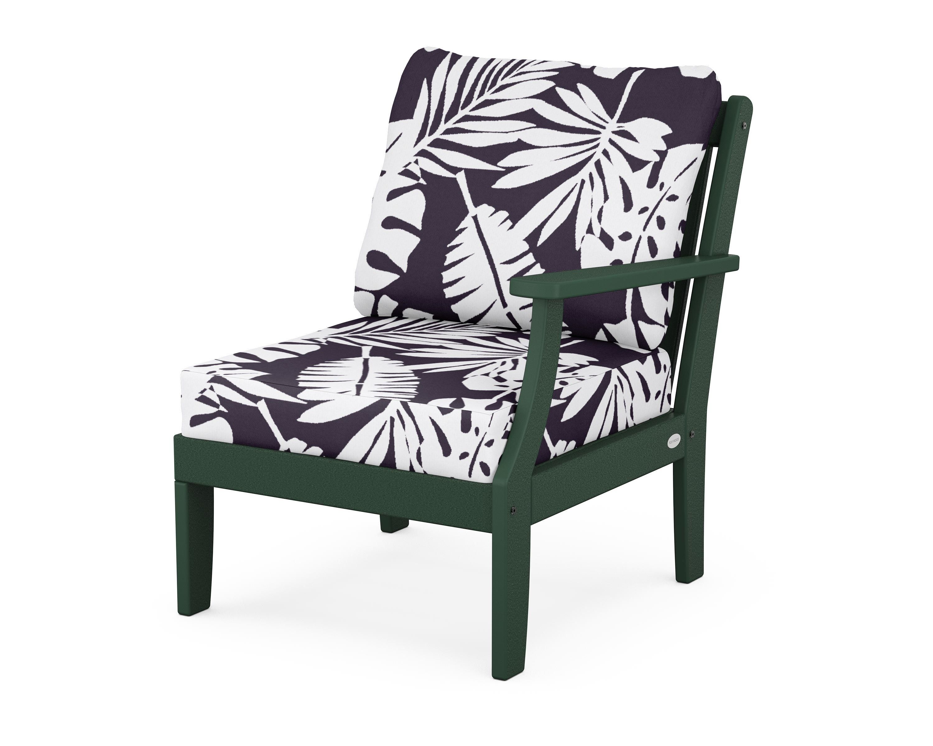 POLYWOOD® Braxton Modular Right Arm Chair in Green / Leaf Navy