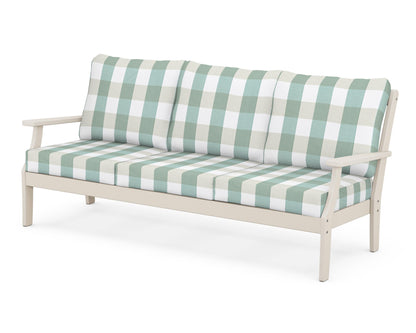 POLYWOOD® Braxton Deep Seating Sofa in Sand / Buffalo Plaid Glacier Spa