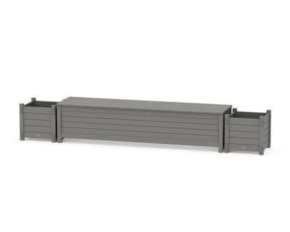 POLYWOOD® 72" Nautical Straight Planter Storage Bench Set in Slate Grey