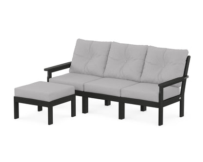 POLYWOOD® Vineyard 4-Piece Sectional with Ottoman in Black / Granite
