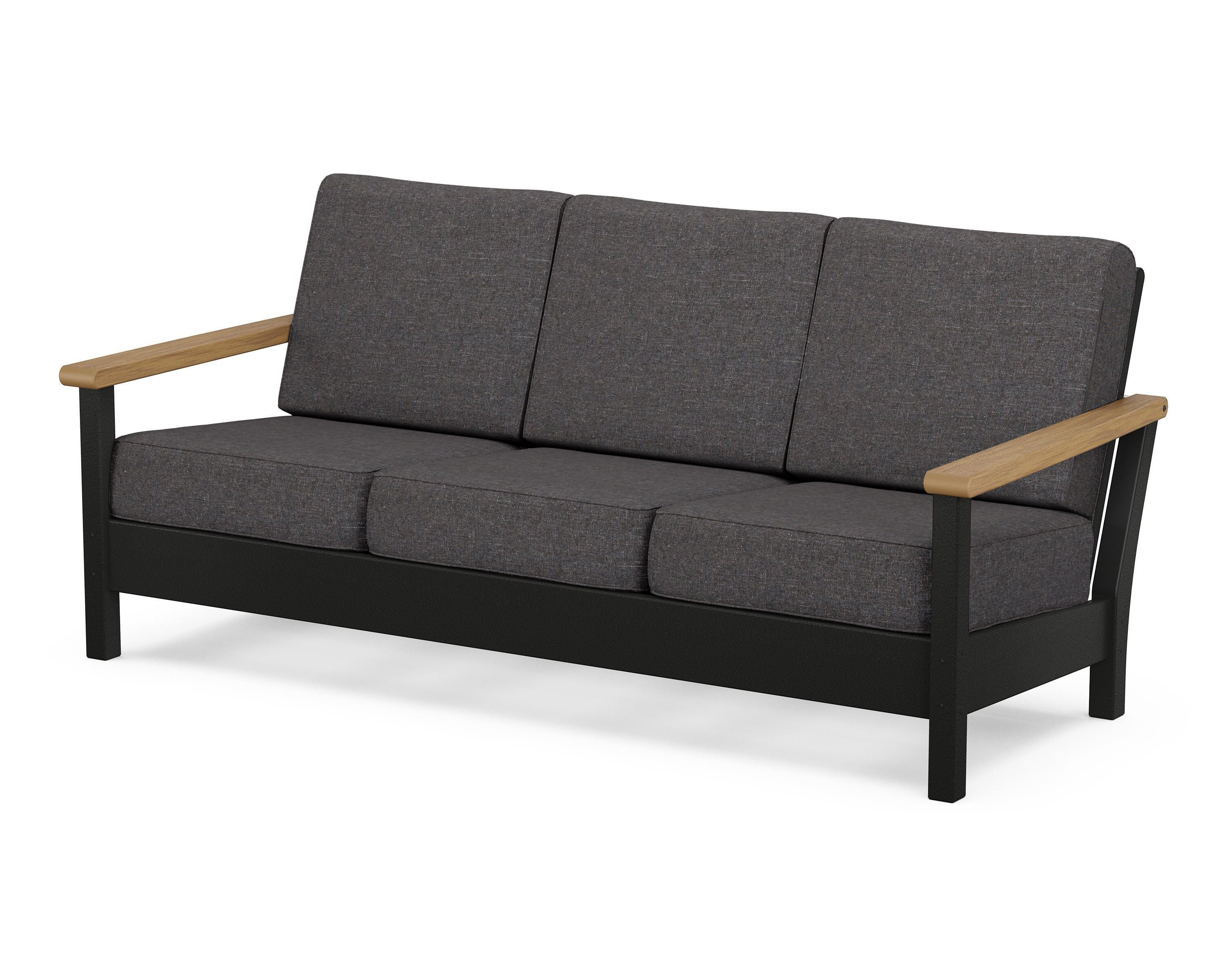 POLYWOOD® Harbour Deep Seating Sofa in Black / Natural / Ash Charcoal