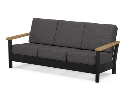 POLYWOOD® Harbour Deep Seating Sofa in Black / Natural / Ash Charcoal