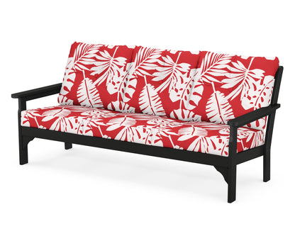 POLYWOOD® Vineyard Deep Seating Sofa in Black / Leaf Crimson