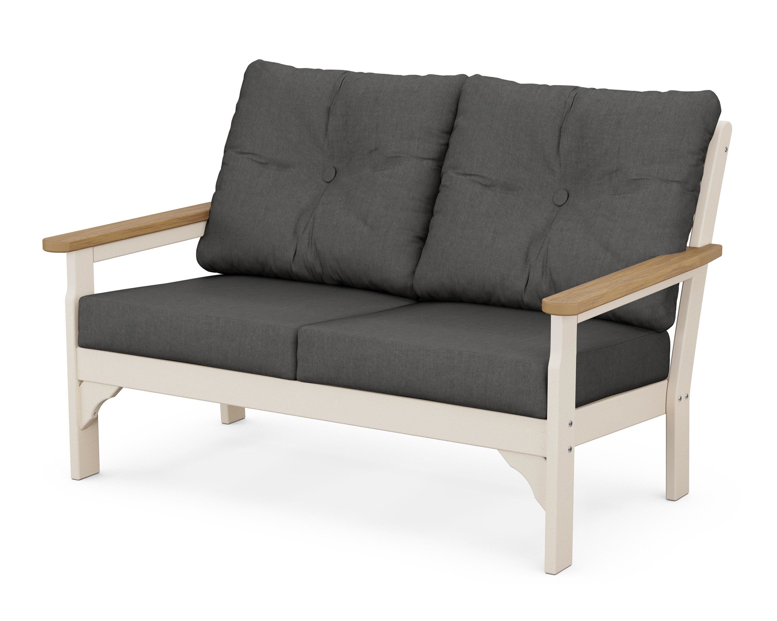 POLYWOOD® Vineyard Deep Seating Loveseat in Sand / Natural / Spectrum Carbon