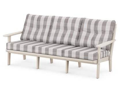POLYWOOD® Lakeside Deep Seating Sofa in Sand / Buffalo Plaid Grey Mist