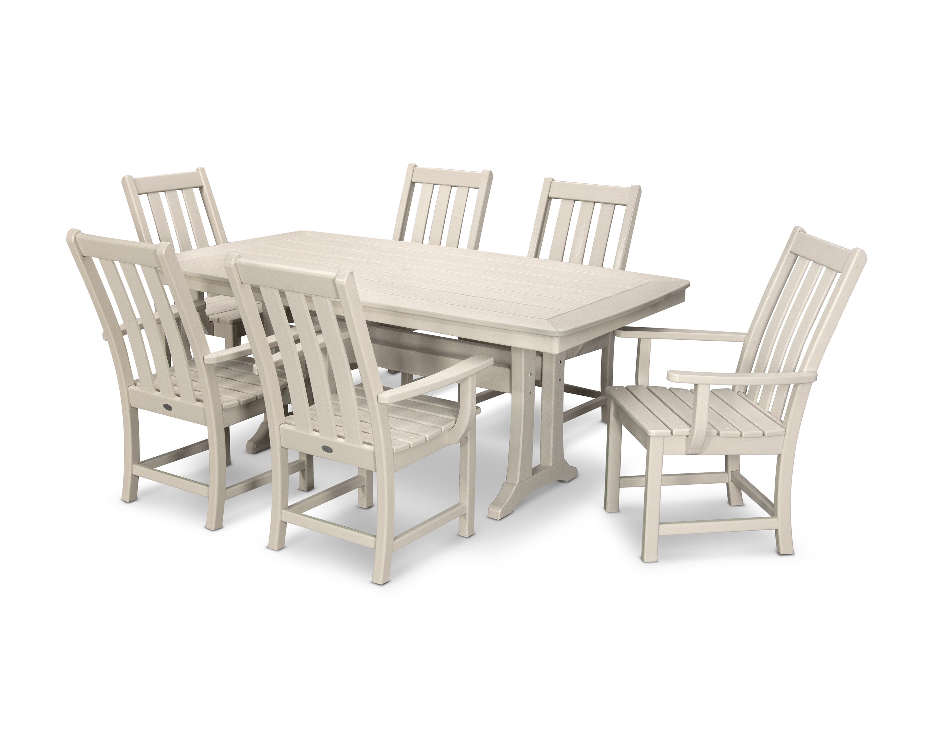 POLYWOOD® Vineyard 7-Piece Arm Chair Dining Set in Sand