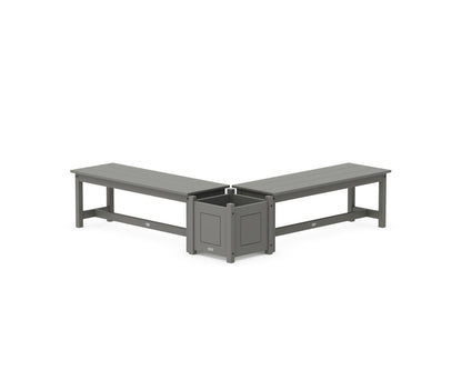 POLYWOOD® 48" Country Living L- Shaped Planter Bench Set in Slate Grey