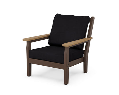 POLYWOOD® Chippendale Deep Seating Chair in Mahogany / Natural / Midnight Linen