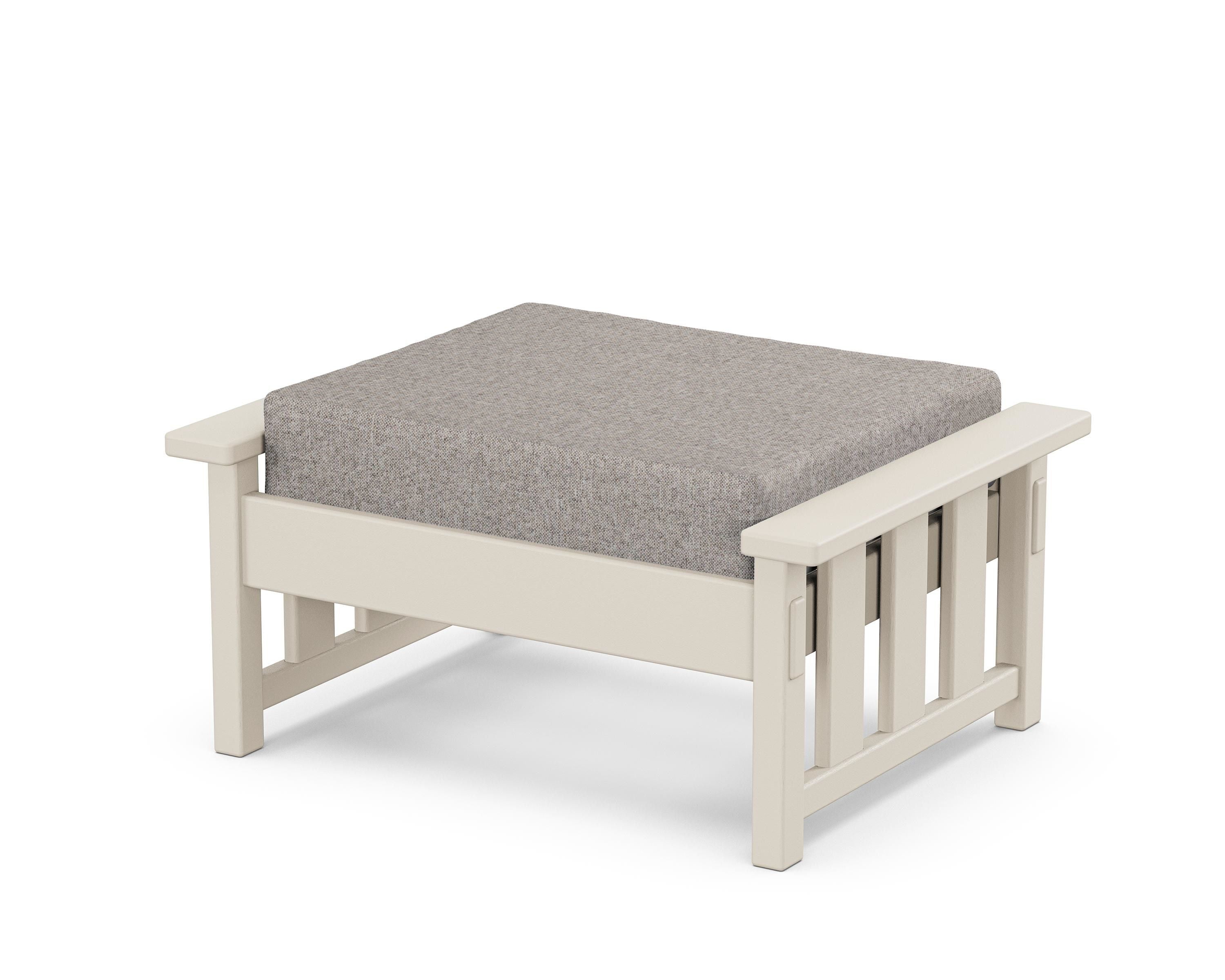 Martha Stewart by POLYWOOD® Acadia Deep Seating Ottoman in Sand / Weathered Tweed