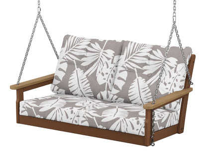 POLYWOOD® Vineyard Deep Seating Swing in Teak / Natural / Leaf Grey Mist