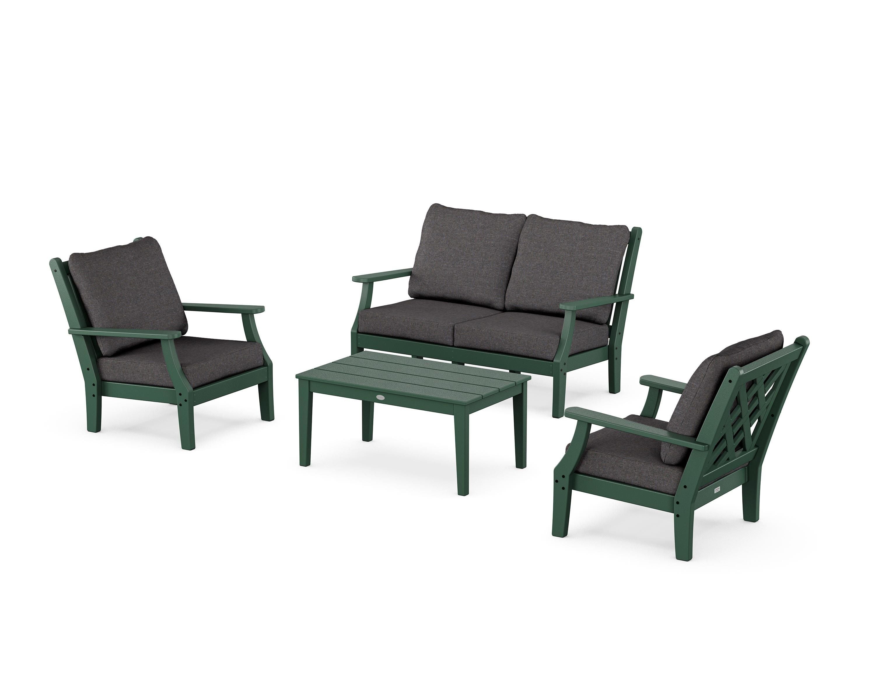 Country Living Wovendale 4-Piece Deep Seating Set with Loveseat in Green / Ash Charcoal