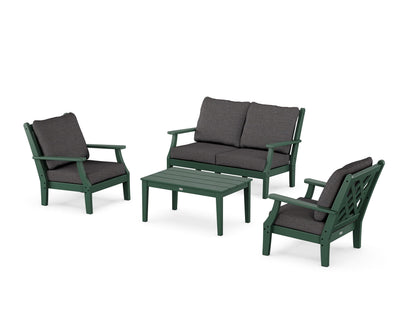 Country Living Wovendale 4-Piece Deep Seating Set with Loveseat in Green / Ash Charcoal