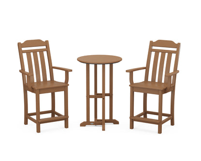 Country Living Cottage 3-Piece Farmhouse Bistro Counter Set in Teak