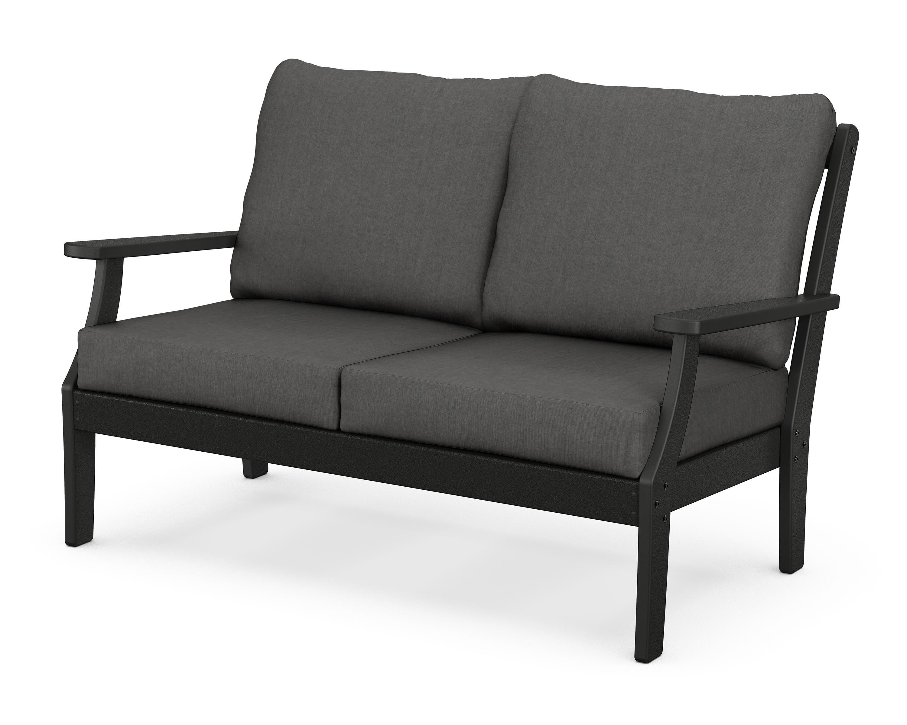 POLYWOOD® Braxton Deep Seating Loveseat in Black / Spectrum Carbon