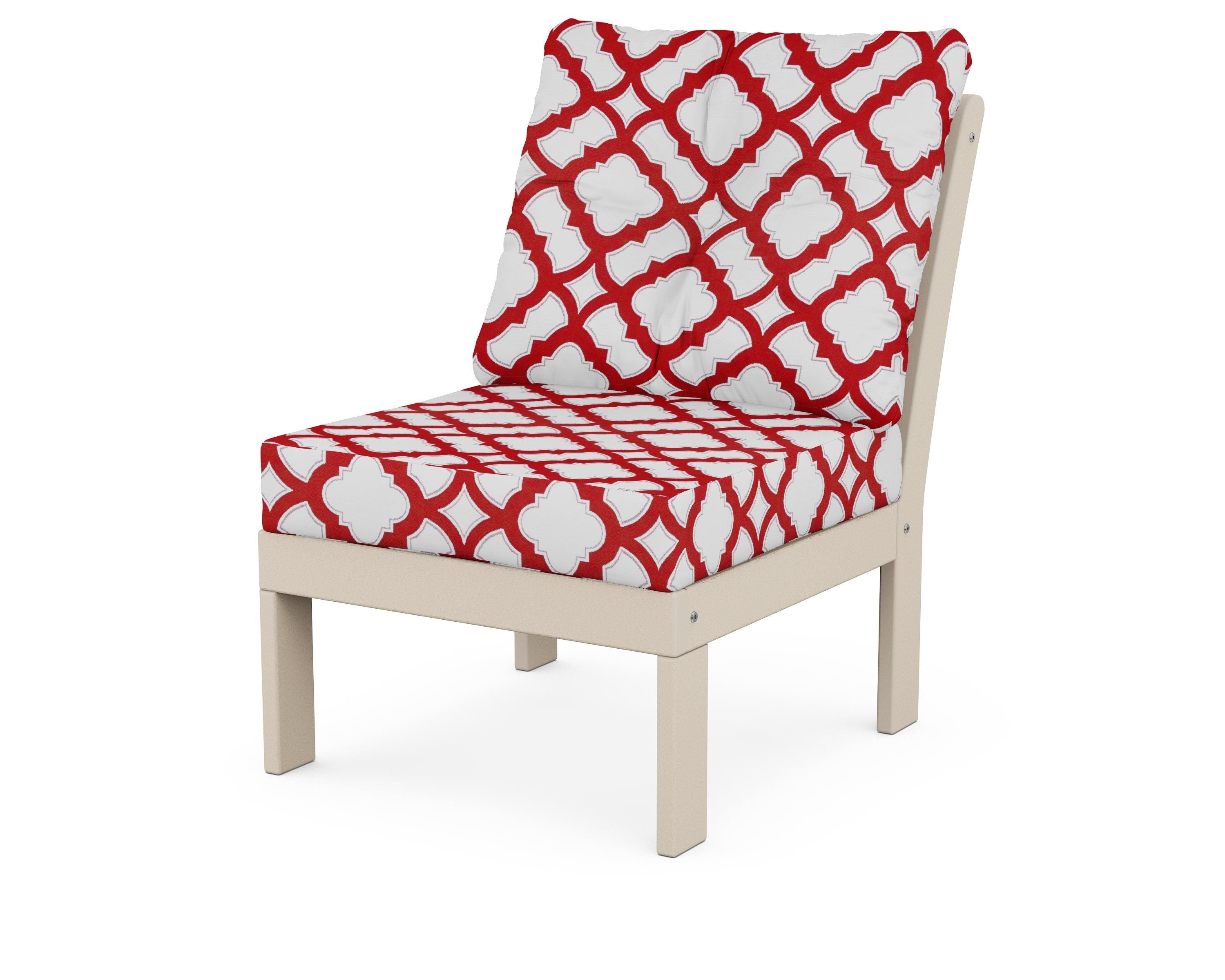 POLYWOOD® Vineyard Modular Armless Chair in Sand / Trellis Crimson