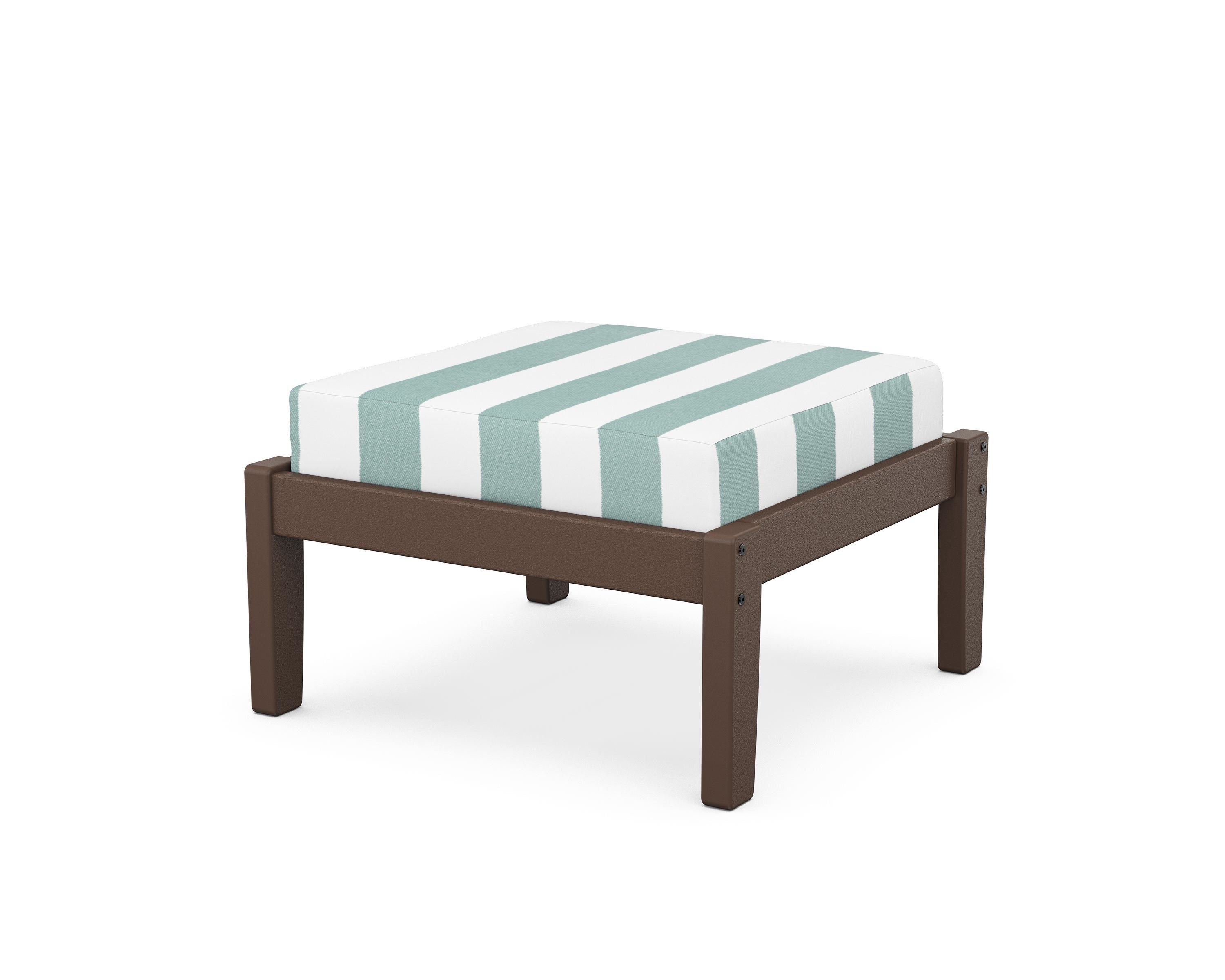 Unbranded Deep Seating Ottoman in Mahogany / Cabana Stripe Glacier Spa