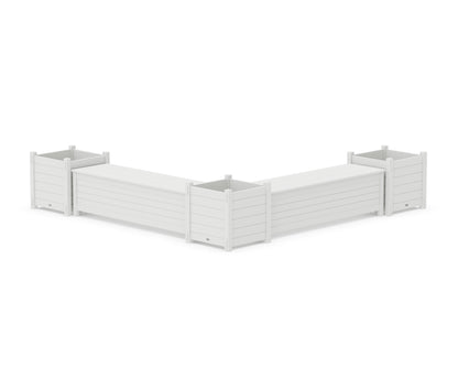POLYWOOD® 60" Nautical L- Shaped Planter Storage Bench Corner Set- Large in White