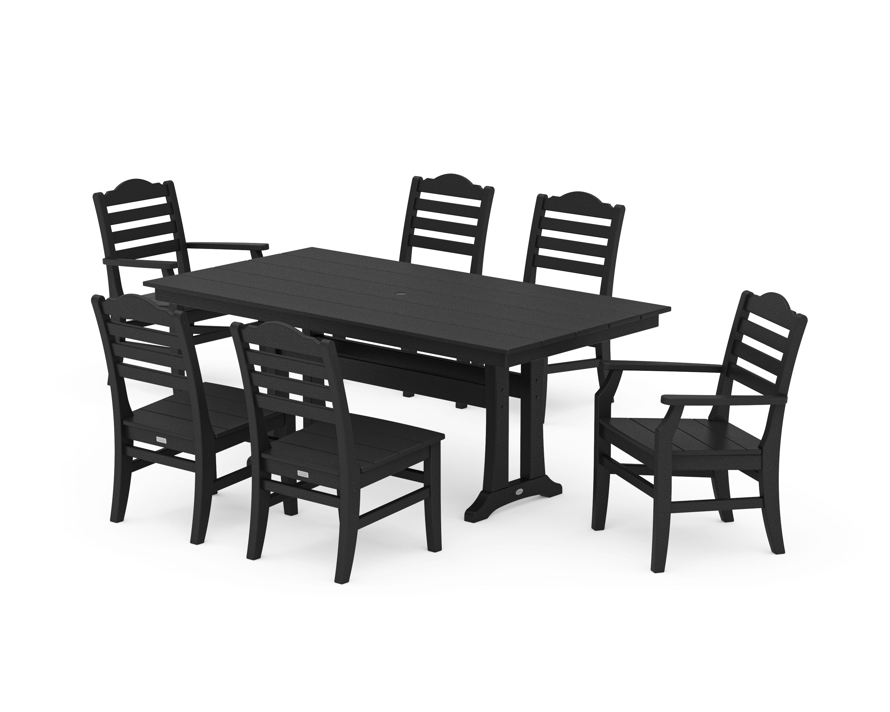 POLYWOOD® Savannah 7-Piece Farmhouse Dining Set with Trestle Legs in Black