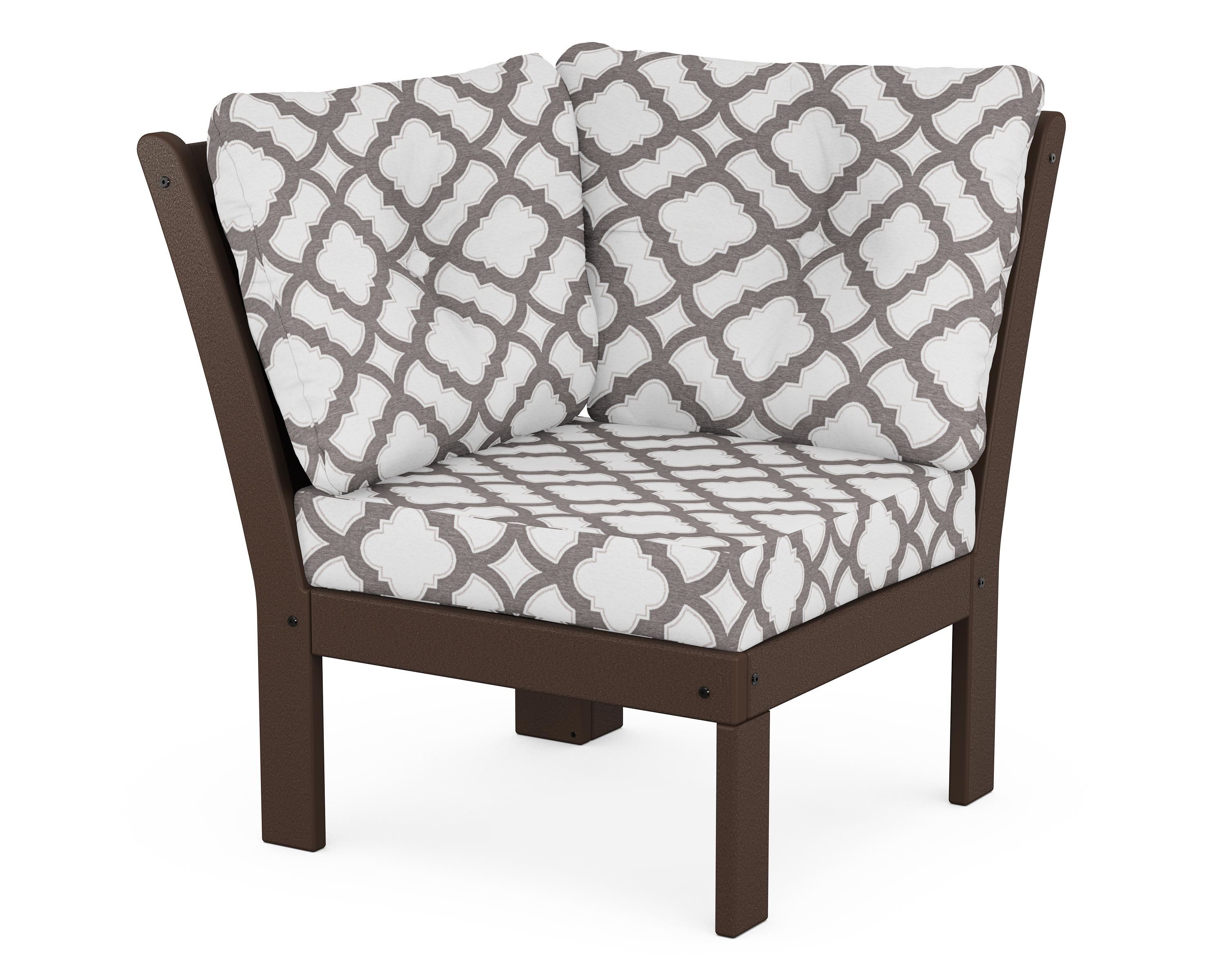 POLYWOOD® Vineyard Modular Corner Chair in Mahogany / Trellis Grey Mist