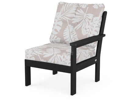 POLYWOOD® Vineyard Modular Right Arm Chair in Black / Leaf Dune Burlap