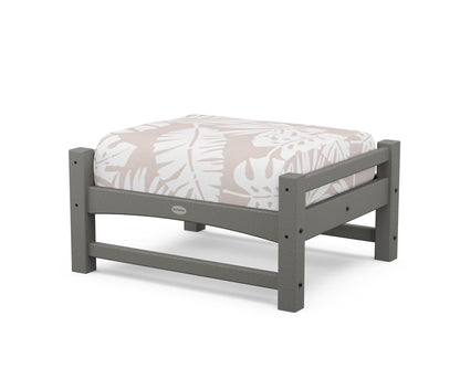 POLYWOOD® Club Ottoman in Slate Grey / Leaf Dune Burlap