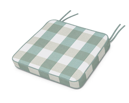 Martha Stewart by POLYWOOD® Chinoiserie Arm Chair Seat Cushion in Buffalo Plaid Glacier Spa