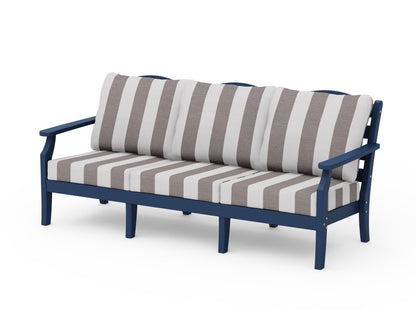 Draper James™ by  POLYWOOD® Savannah Deep Seating Sofa in Navy / Cabana Stripe Grey Mist