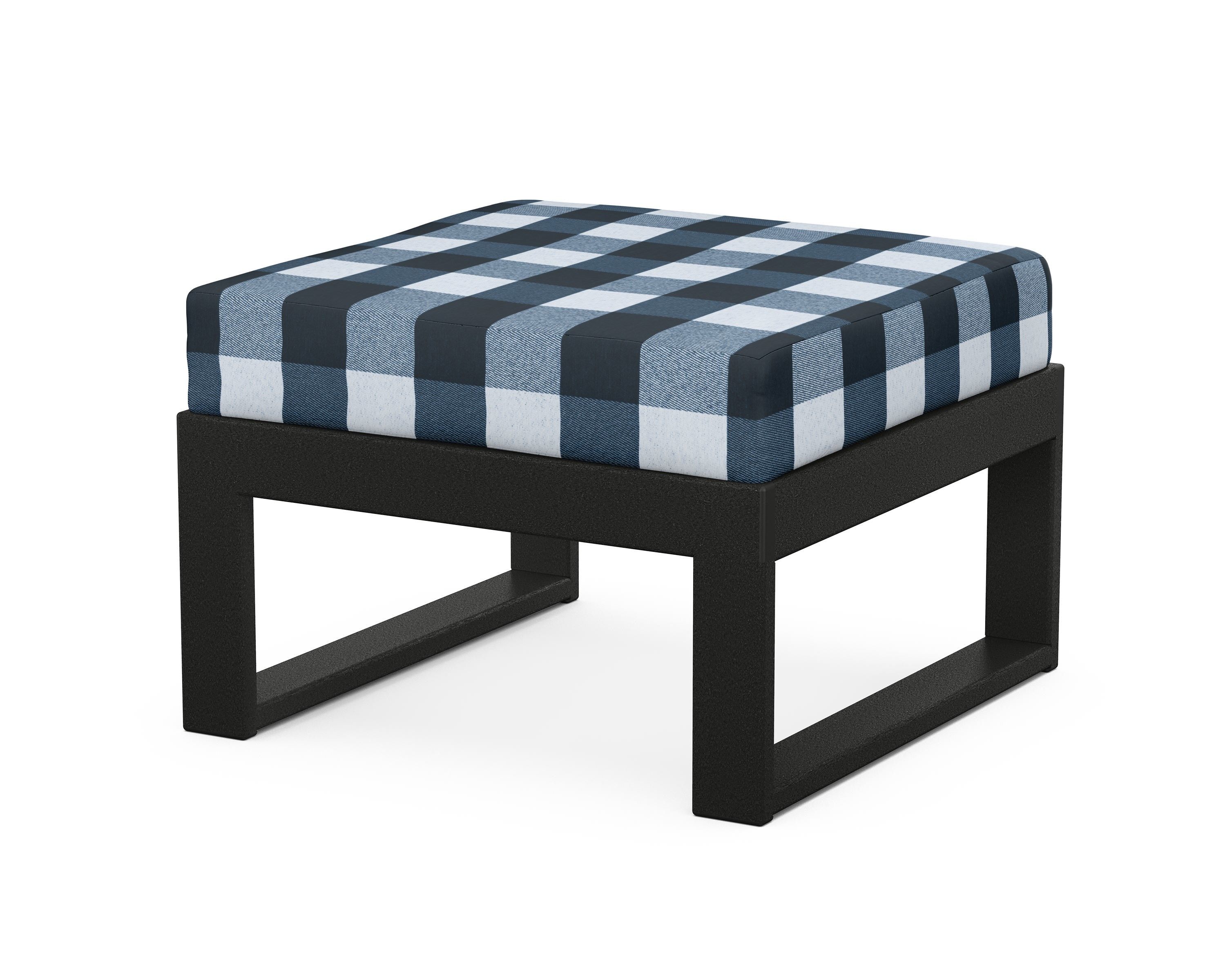 Unbranded Modular Ottoman - Modern in Black / Buffalo Plaid Marine Indigo