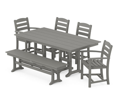 POLYWOOD® La Casa Café 6-Piece Farmhouse Dining Set with Bench in Slate Grey