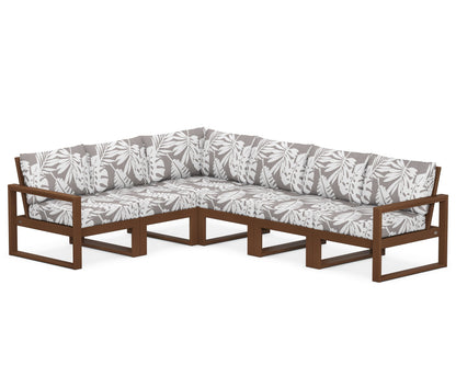 POLYWOOD® EDGE 6-Piece Modular Deep Seating Set in Teak / Leaf Grey Mist