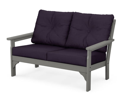 POLYWOOD® Vineyard Deep Seating Loveseat in Slate Grey / Navy Linen