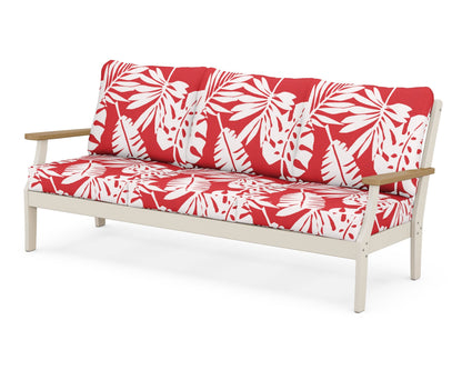 POLYWOOD® Braxton Deep Seating Sofa in Sand / Natural / Leaf Crimson