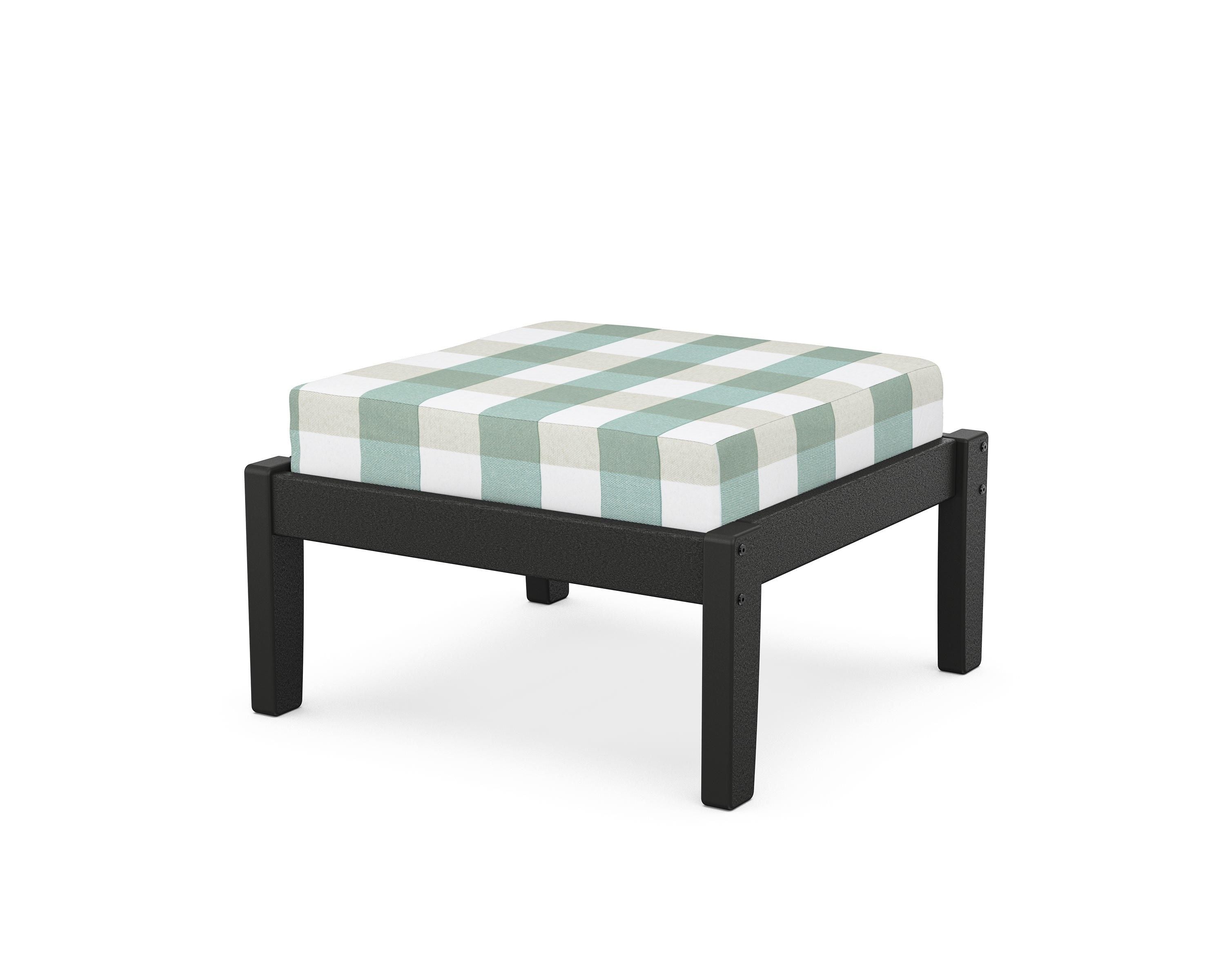 Unbranded Deep Seating Ottoman in Black / Buffalo Plaid Glacier Spa