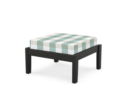 Unbranded Deep Seating Ottoman in Black / Buffalo Plaid Glacier Spa