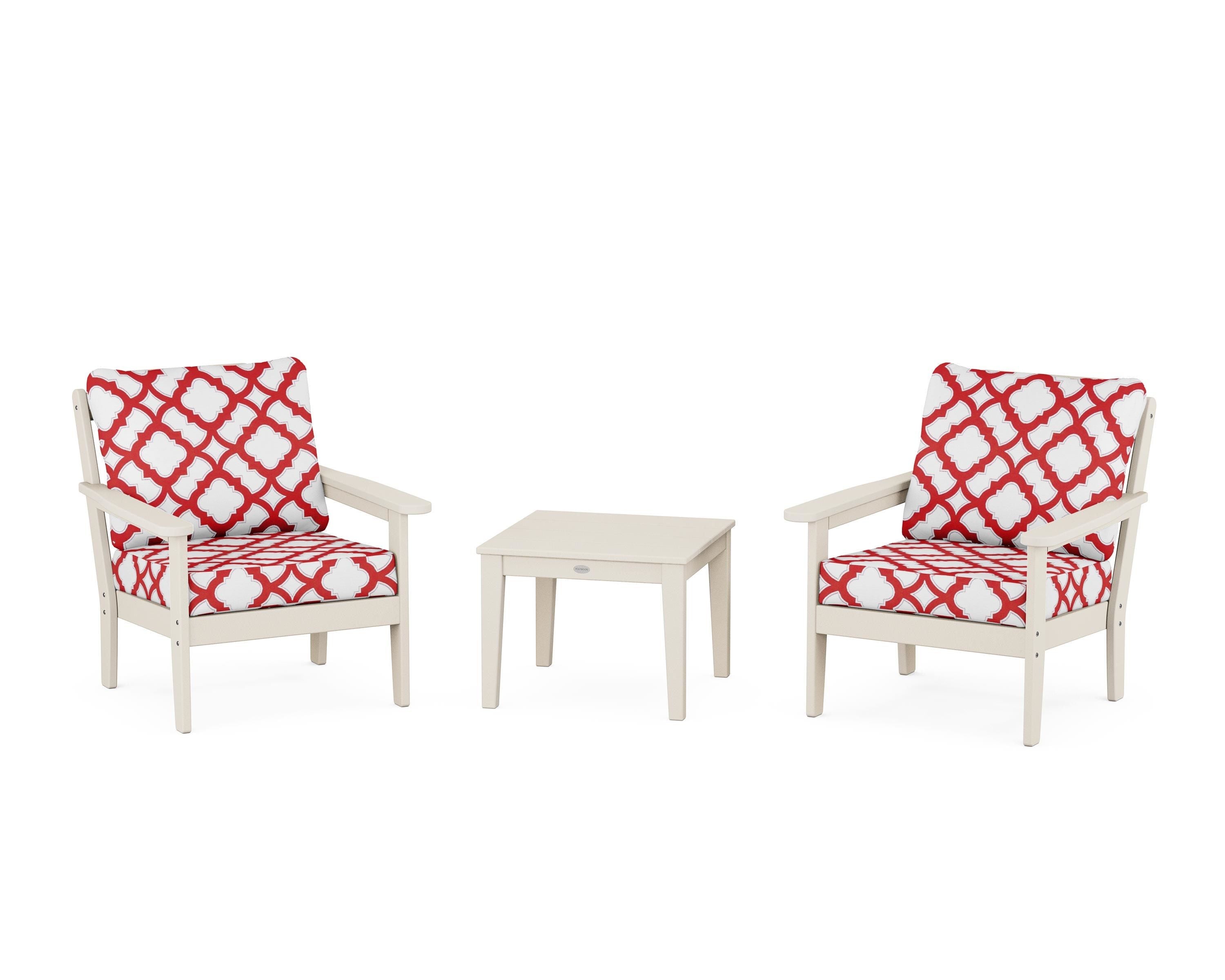 Country Living Cottage 3-Piece Deep Seating Set in Sand / Trellis Crimson