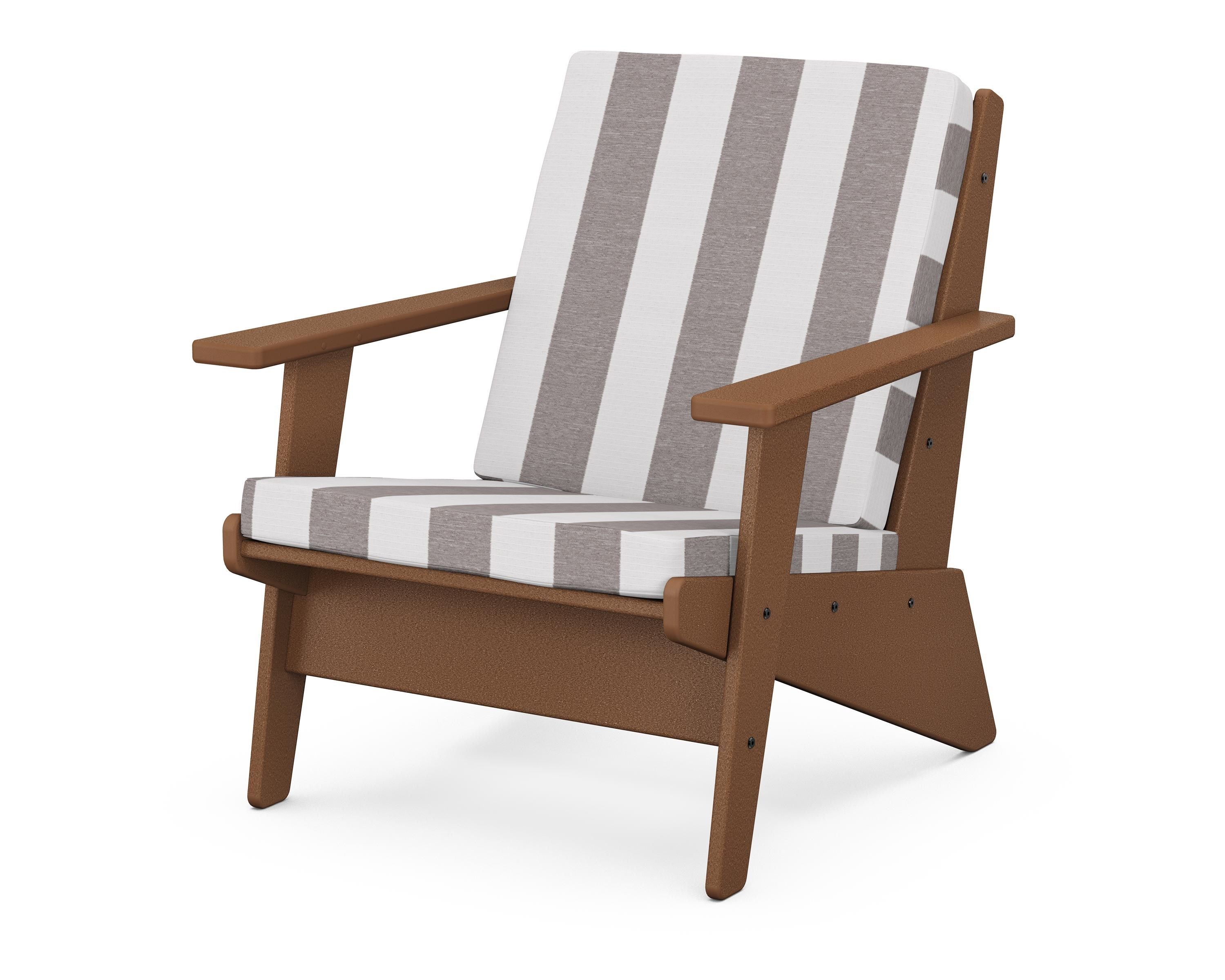 POLYWOOD® Riviera Modern Lounge Chair in Teak / Cabana Stripe Grey Mist
