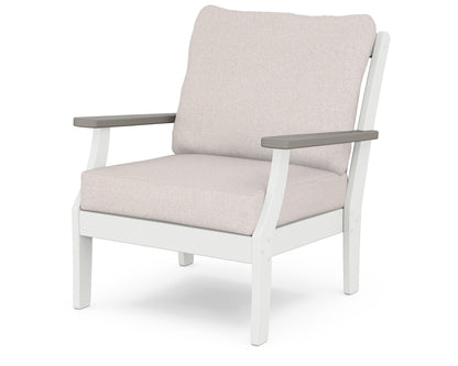 POLYWOOD® Braxton Deep Seating Chair in White / Driftwood / Dune Burlap