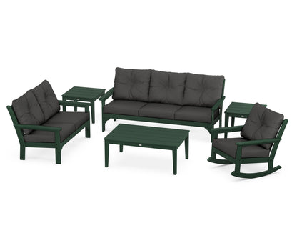 POLYWOOD® Vineyard 6-Piece Deep Seating Set in Green / Spectrum Carbon