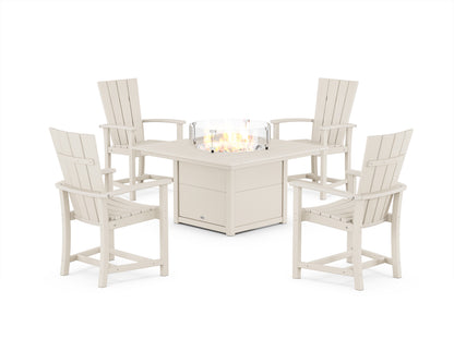 POLYWOOD® Quattro 4-Piece Upright Adirondack Conversation Set with Fire Pit Table in Sand