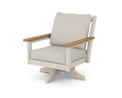 POLYWOOD® Chippendale Deep Seating Swivel Chair in Sand / Natural / Cast Ash