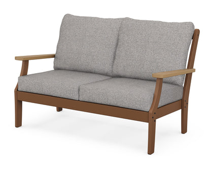 POLYWOOD® Braxton Deep Seating Loveseat in Teak / Natural / Grey Mist