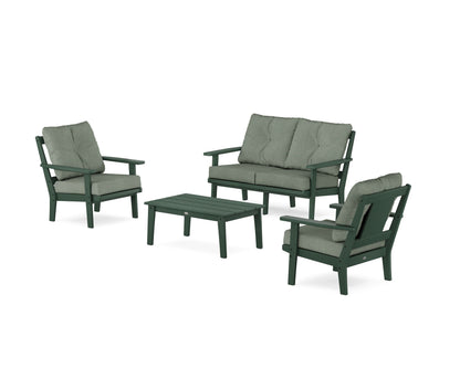 POLYWOOD® Prairie 4-Piece Deep Seating Set with Loveseat in Green / Cast Sage