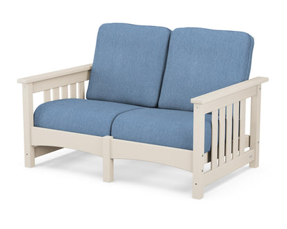 POLYWOOD® Club Mission Loveseat in Sand / Sky Blue