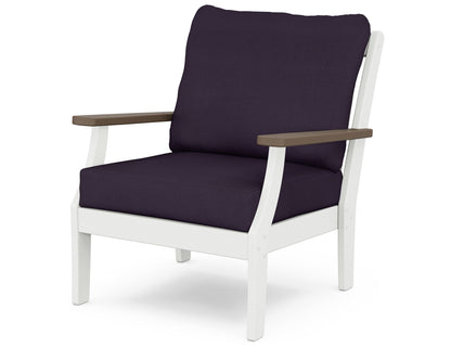 POLYWOOD® Braxton Deep Seating Chair in White / Kona / Navy Linen