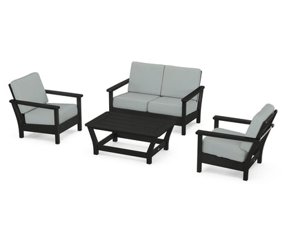 POLYWOOD® Harbour 4-Piece Deep Seating Set in Black / Spa