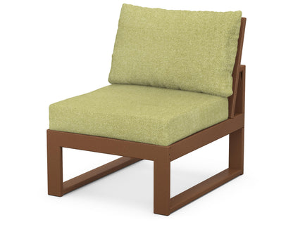 Unbranded Modular Armless Chair in Teak / Chartreuse Boucle