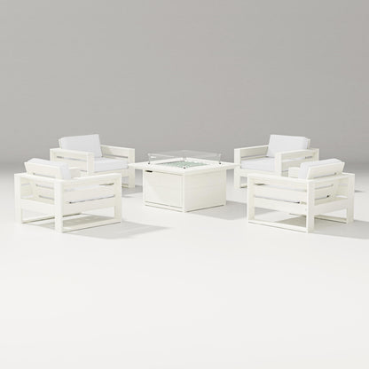 PW Designer Series Latitude 5-Piece Lounge Fire Table Set in Vintage White / Natural