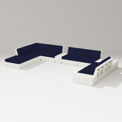 PW Designer Series Elevate 11-Piece Conversation Sectional Set in Vintage White / Navy